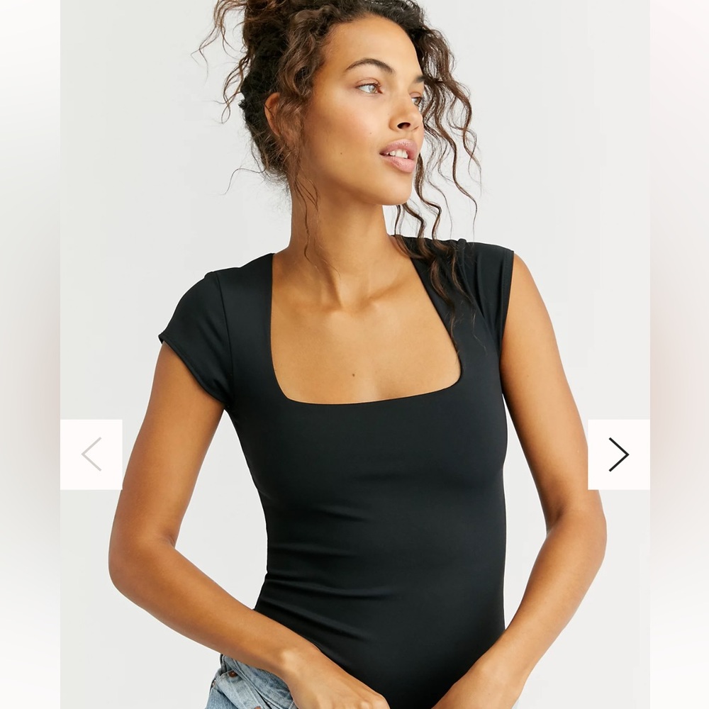 Square neck free people black bodysuit